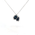 14k White Gold 1.50ct Round Blue Sapphire and .35ct F VS2 Round Diamond Necklace