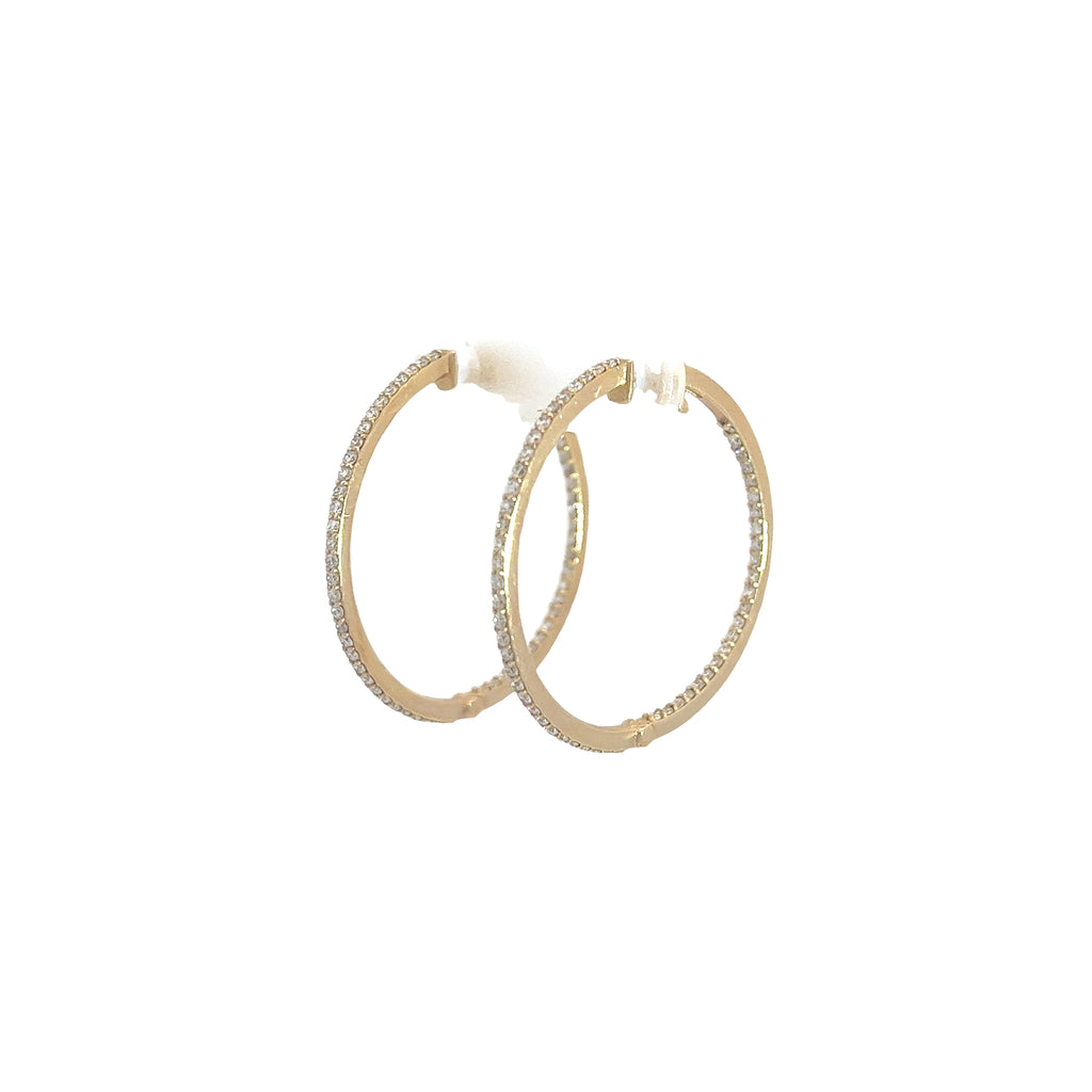 14k yellow gold 1.12ct G VS2 round Diamond Inside-outside Hoop earrings