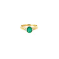 18k Yellow Gold 1.10ct Oval Colombian Emerald AA and  .30ct  F VS2 Trillion Diamond Ring