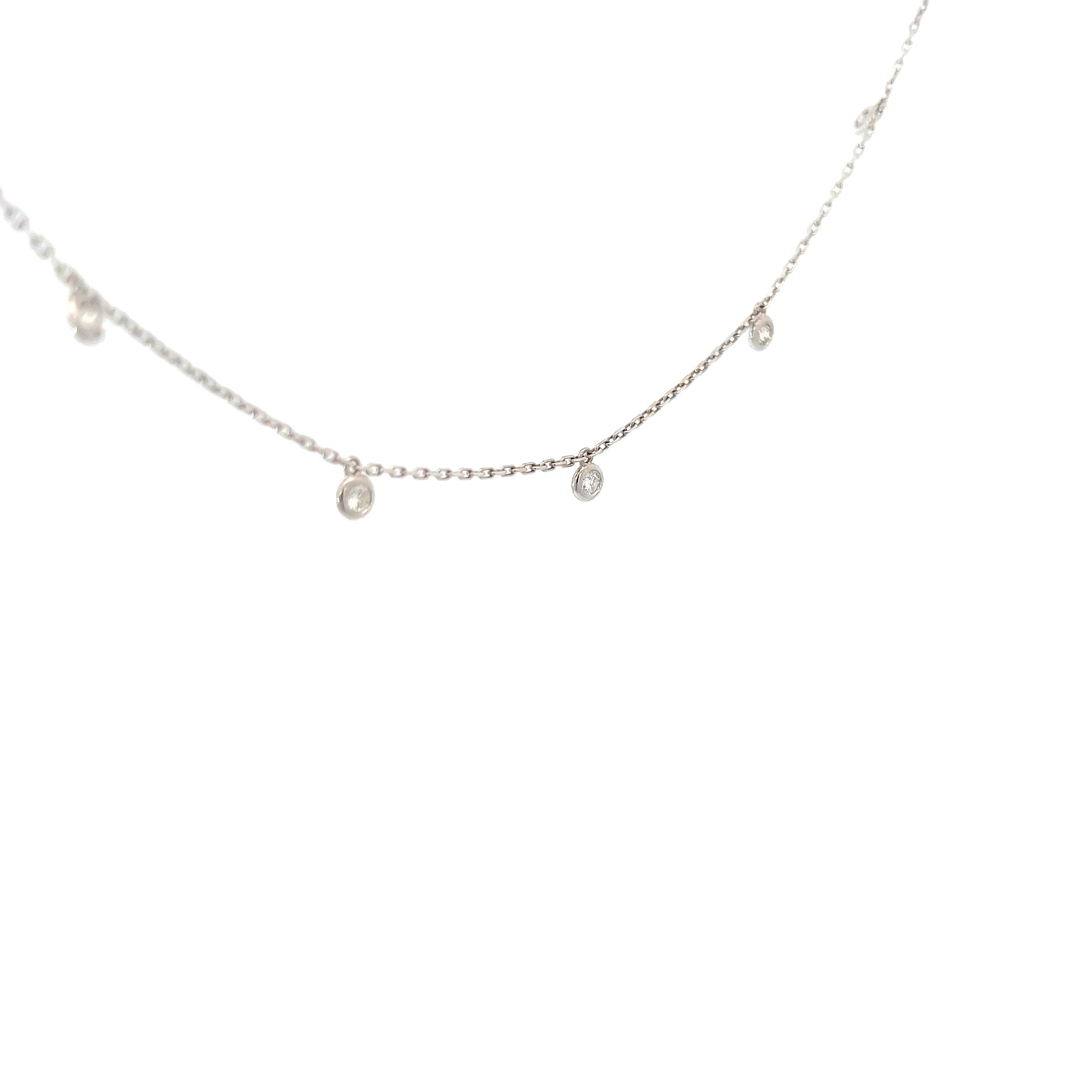 14k White Gold .30ct G SI1 Round Diamond by the Yard Necklace