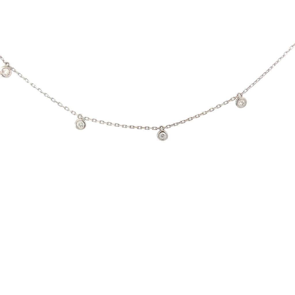 14k White Gold .30ct G SI1 Round Diamond by the Yard Necklace