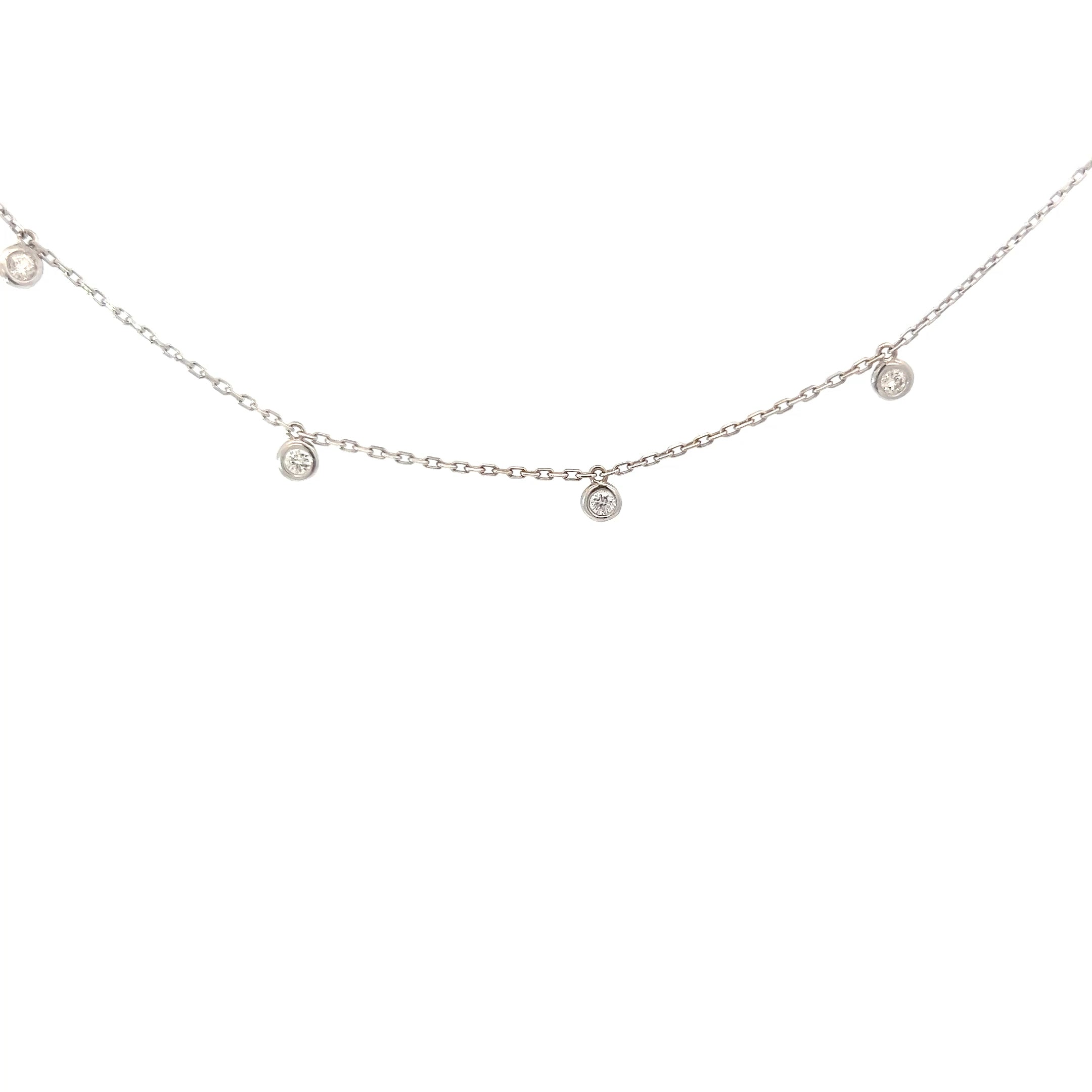 14k White Gold .30ct G SI1 Round Diamond by the Yard Necklace