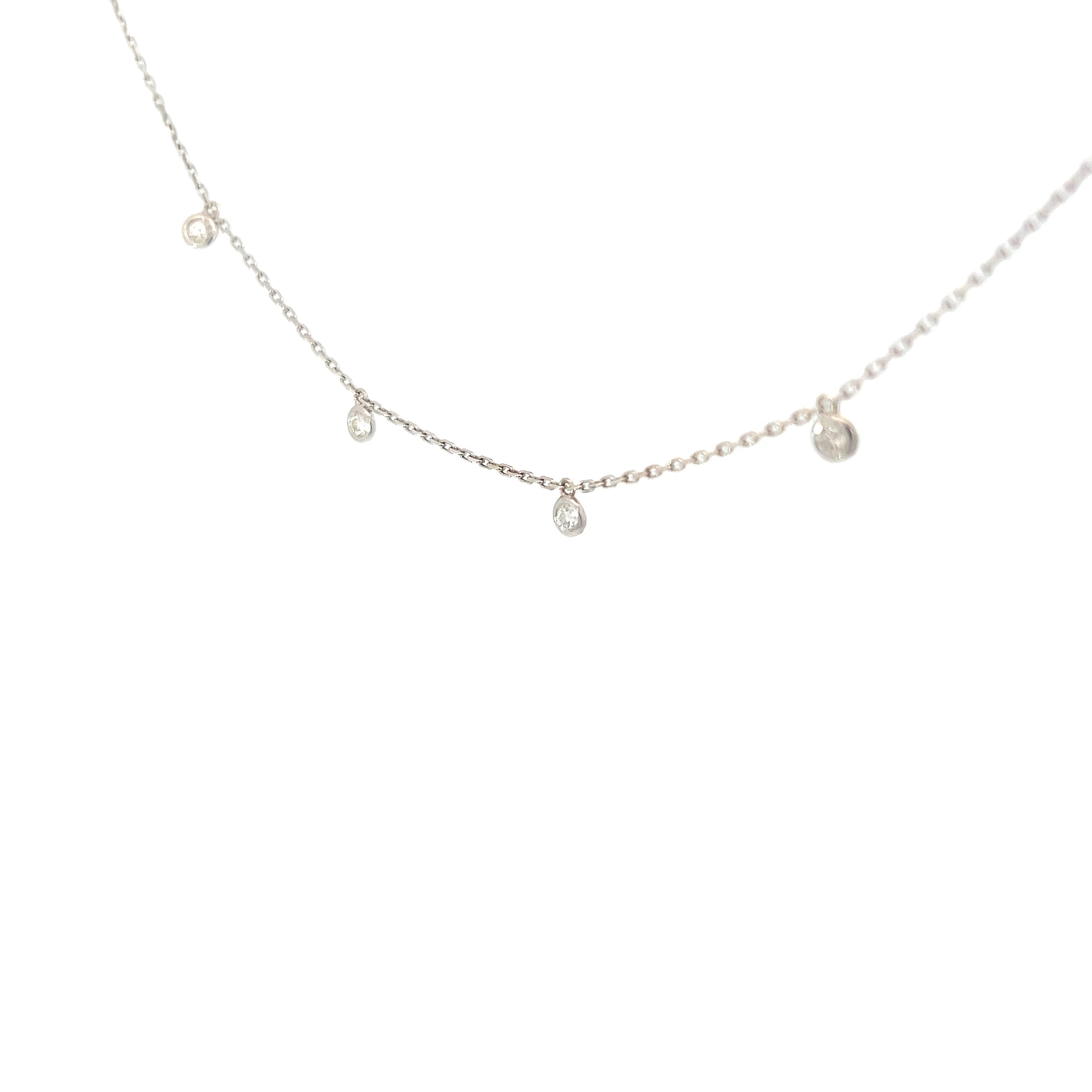 14k White Gold .30ct G SI1 Round Diamond by the Yard Necklace