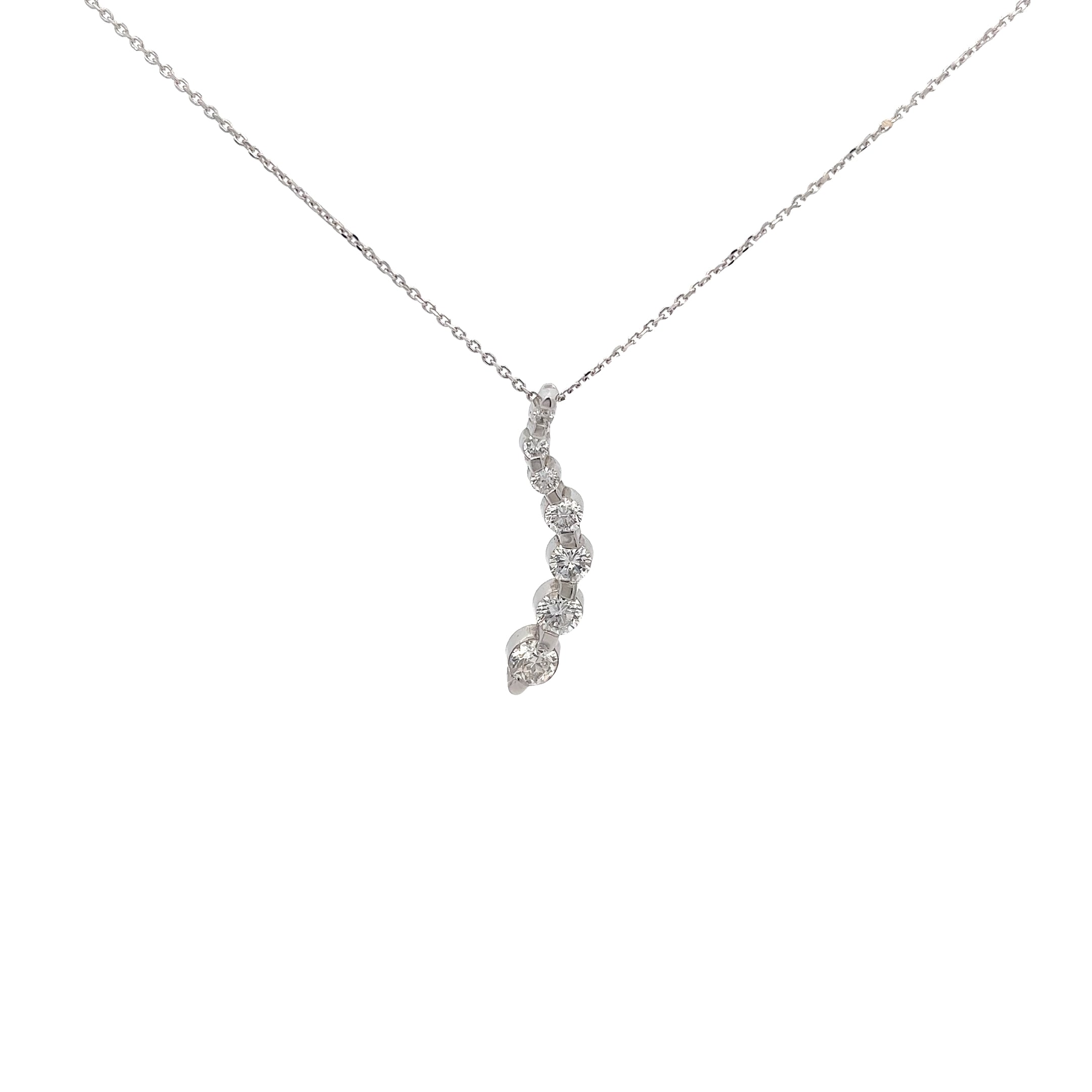 14k White Gold 1.23ct G SI1 Round Diamond Journey Necklace