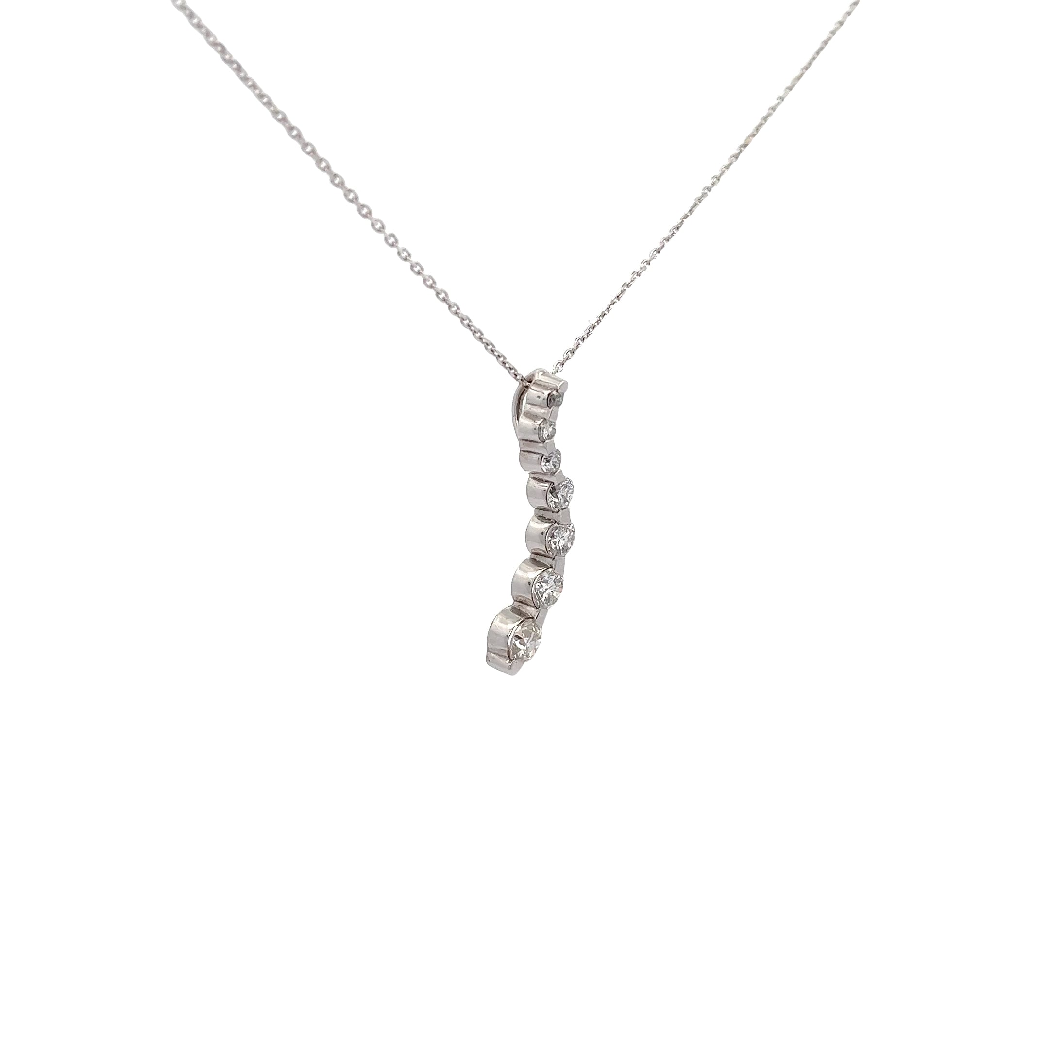 14k White Gold 1.23ct G SI1 Round Diamond Journey Necklace