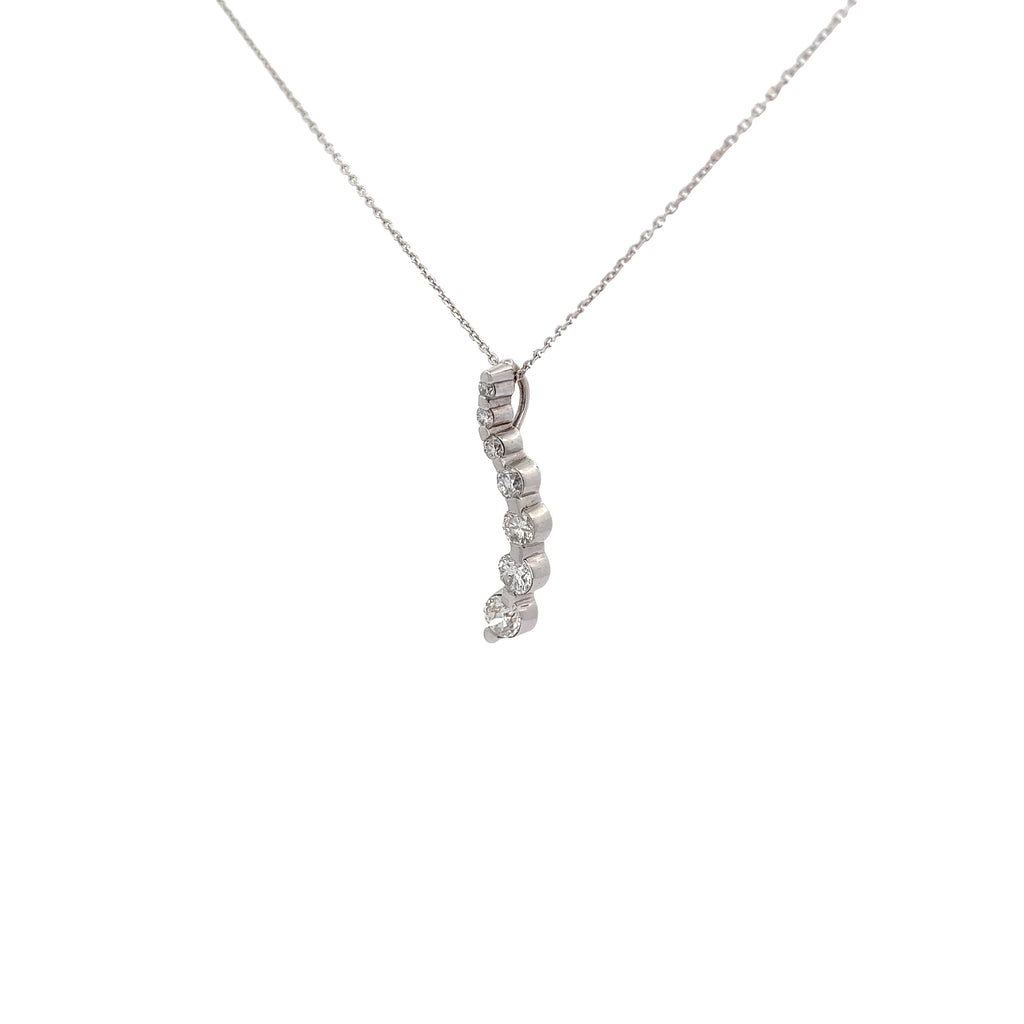14k White Gold 1.23ct G SI1 Round Diamond Journey Necklace