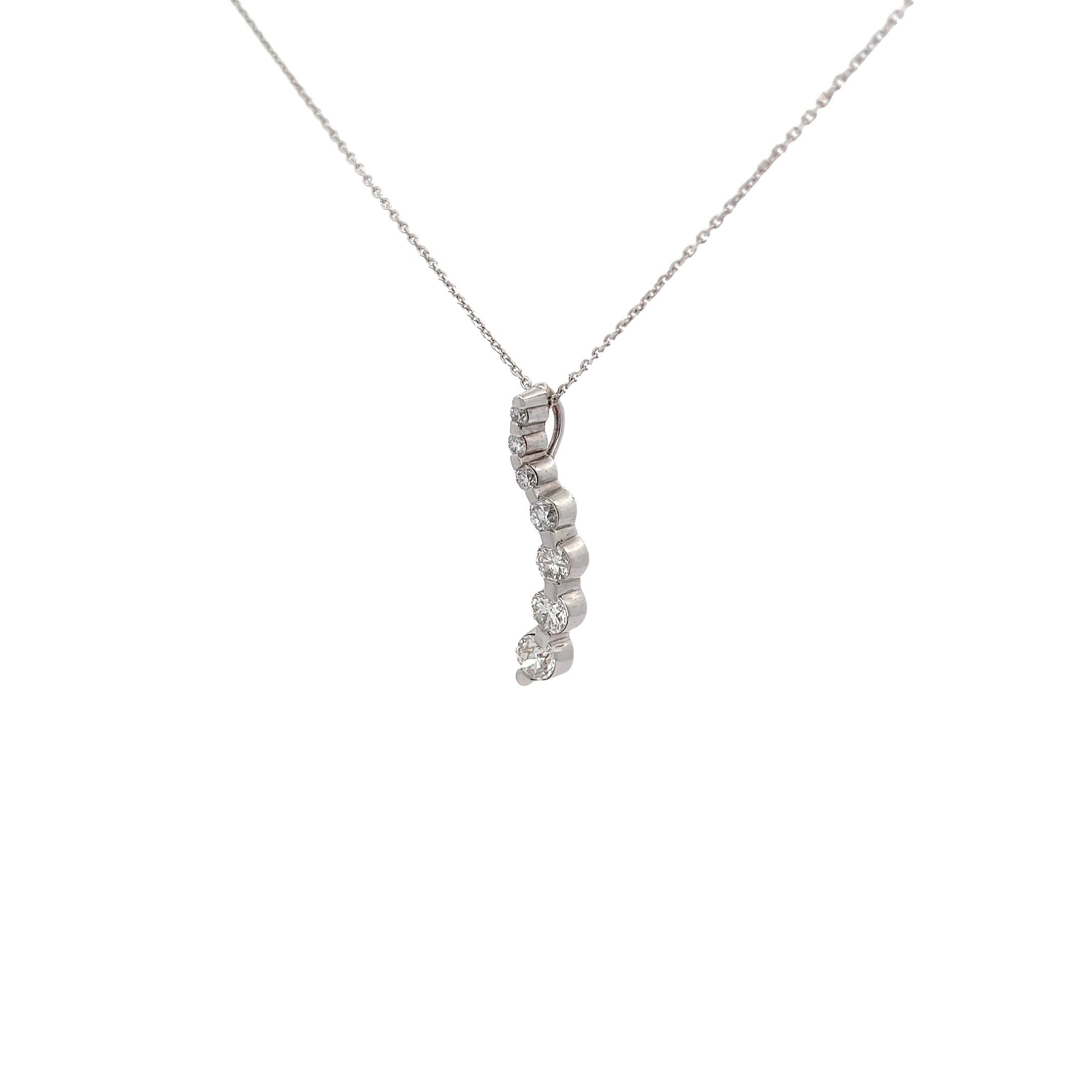 14k White Gold 1.23ct G SI1 Round Diamond Journey Necklace