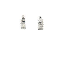 14k White Gold .35ct G VS2 (2) Row Diamond Channel Set Huggies