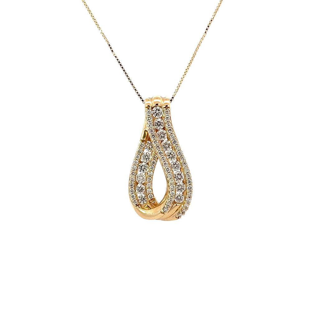 14k Yellow Gold 1.00ct H SI1 Round Diamond Ribbon Pendant