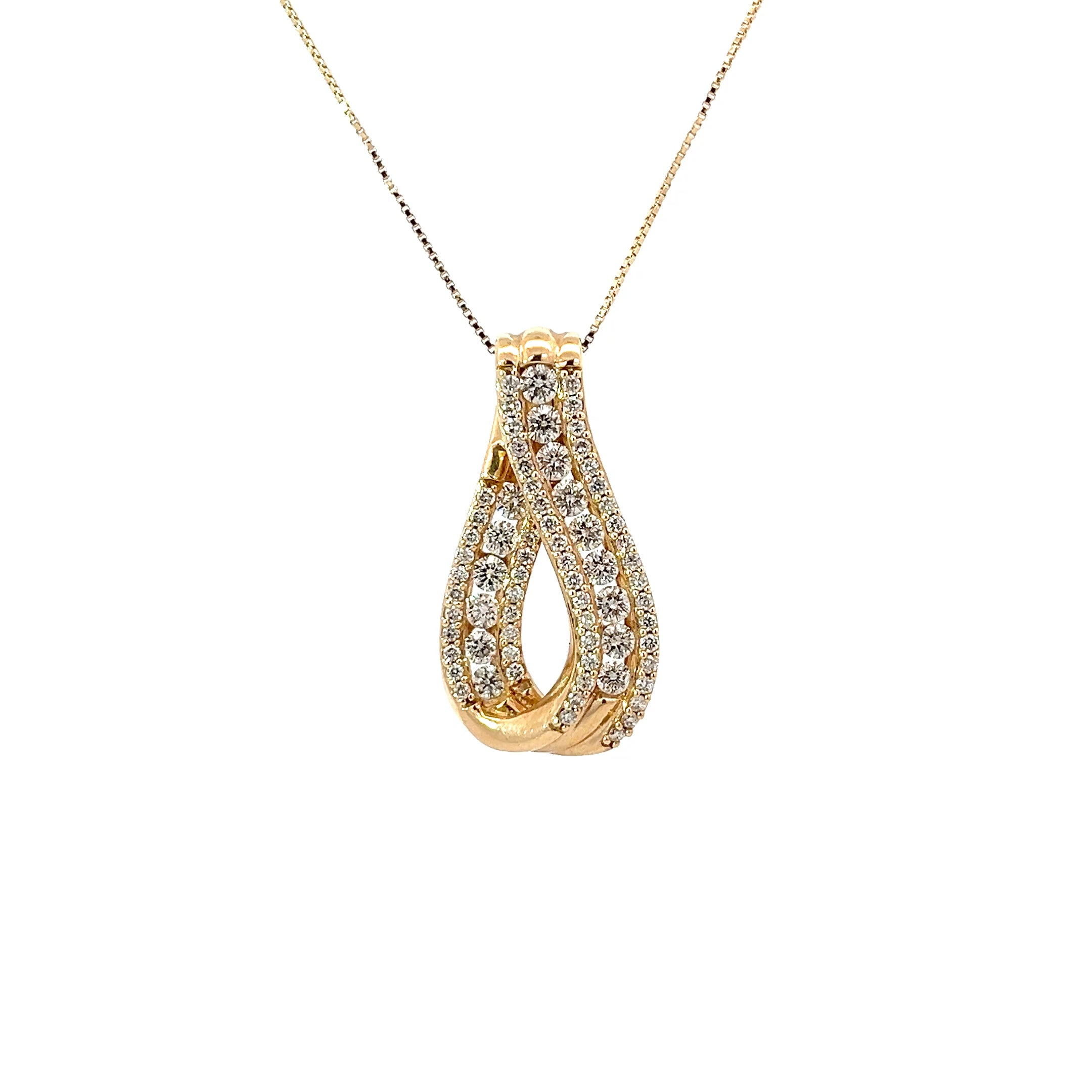 14k Yellow Gold 1.00ct H SI1 Round Diamond Ribbon Pendant