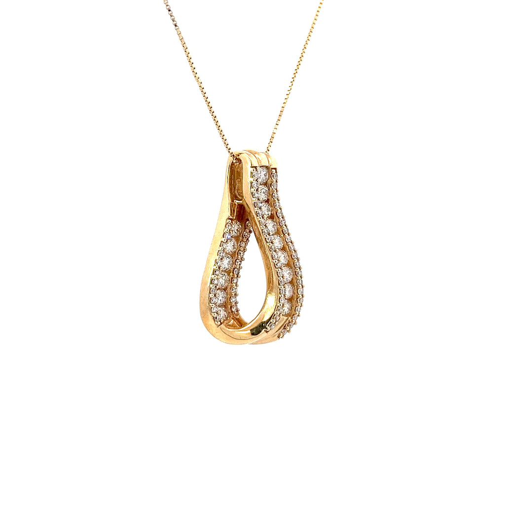 14k Yellow Gold 1.00ct H SI1 Round Diamond Ribbon Pendant