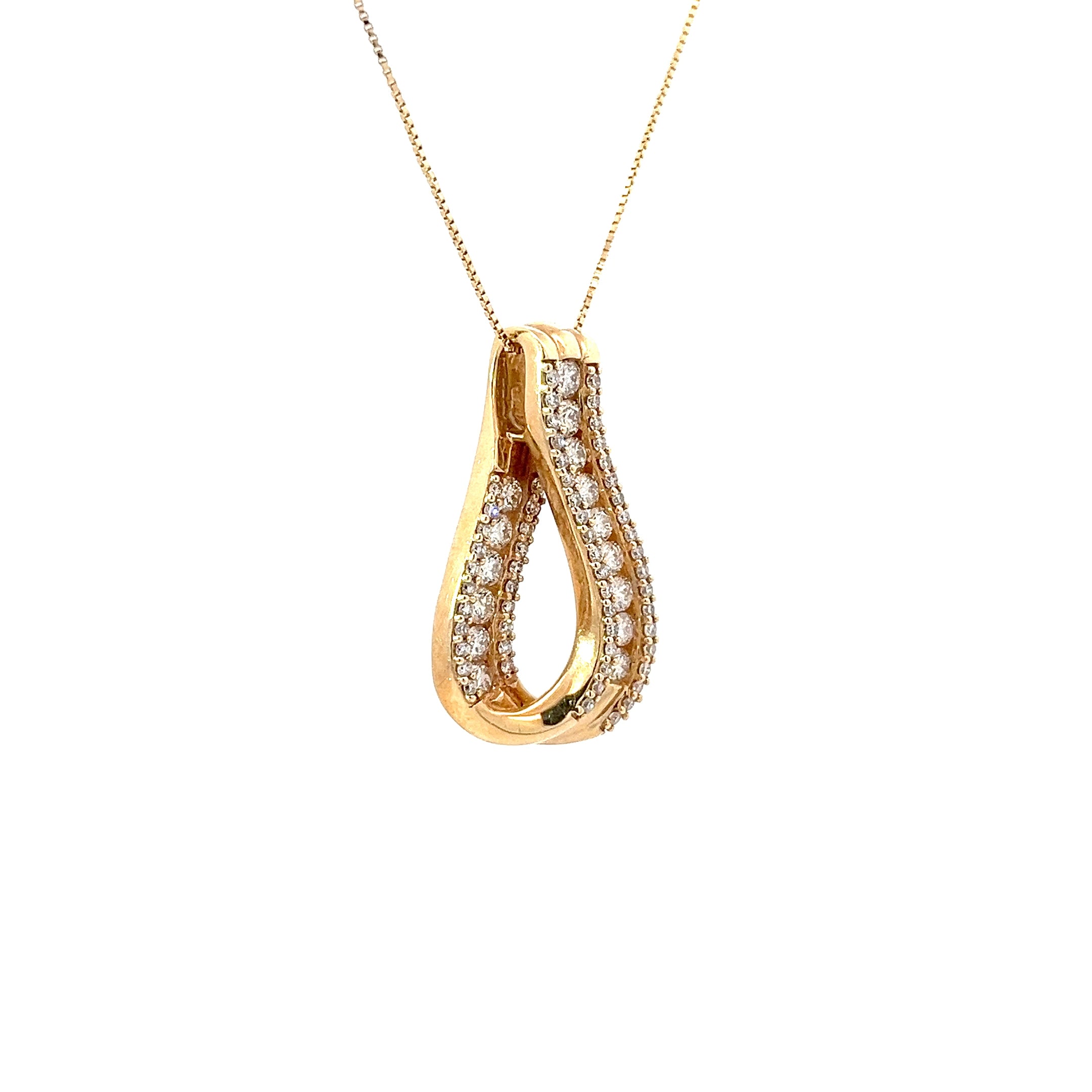 14k Yellow Gold 1.00ct H SI1 Round Diamond Ribbon Pendant