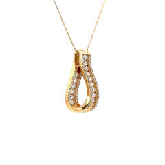 14k Yellow Gold 1.00ct H SI1 Round Diamond Ribbon Pendant
