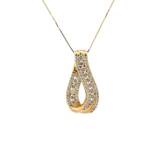 14k Yellow Gold 1.00ct H SI1 Round Diamond Ribbon Pendant