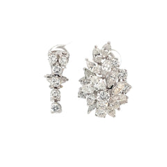 18k White Gold 14.00ct G VS2 Round Diamond and South Sea Salt Water Pearl Interchangeable Diamond /Pearl Dangle Earrings