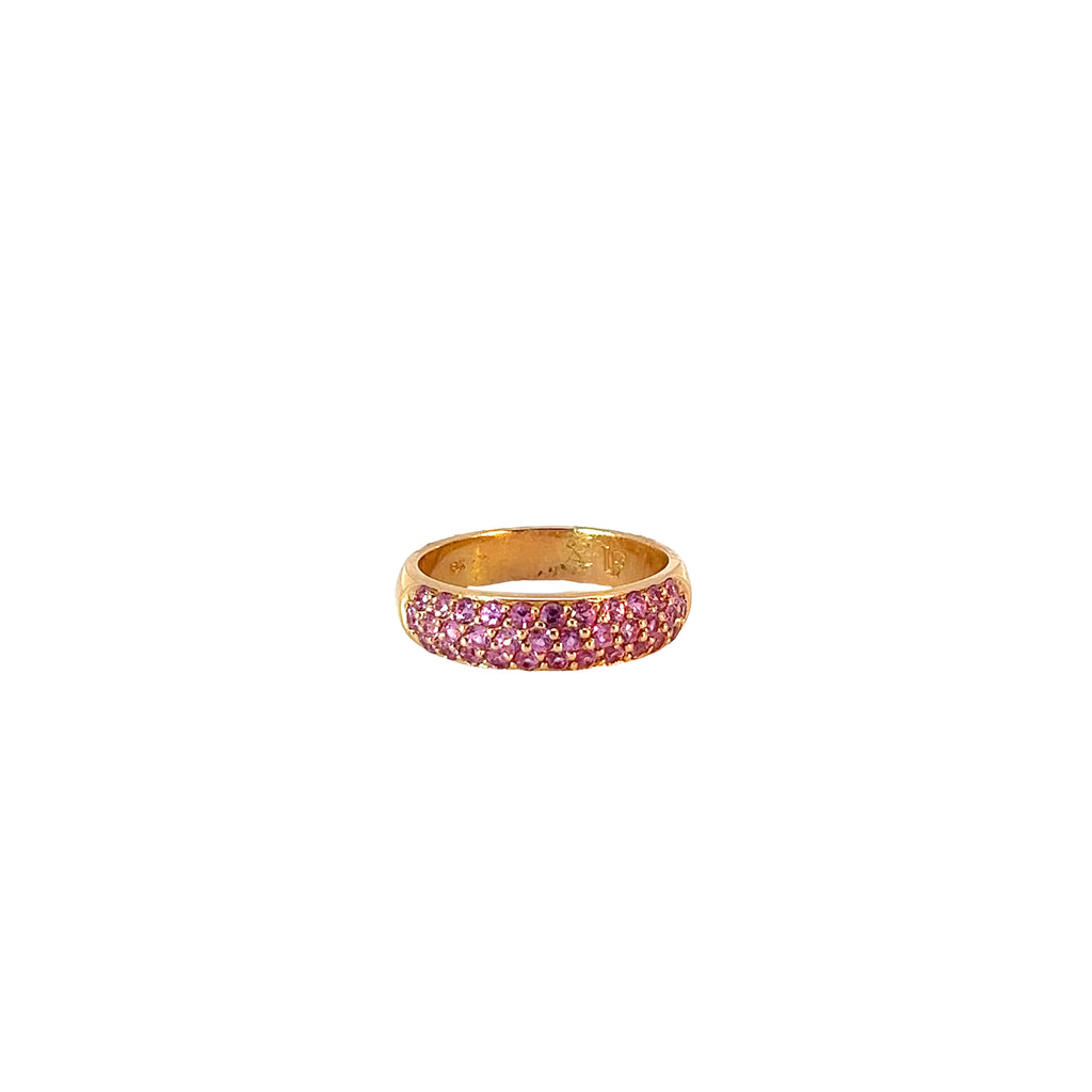 18k Rose Gold 1.00ct Round Pink Sapphire Band Size 6.5