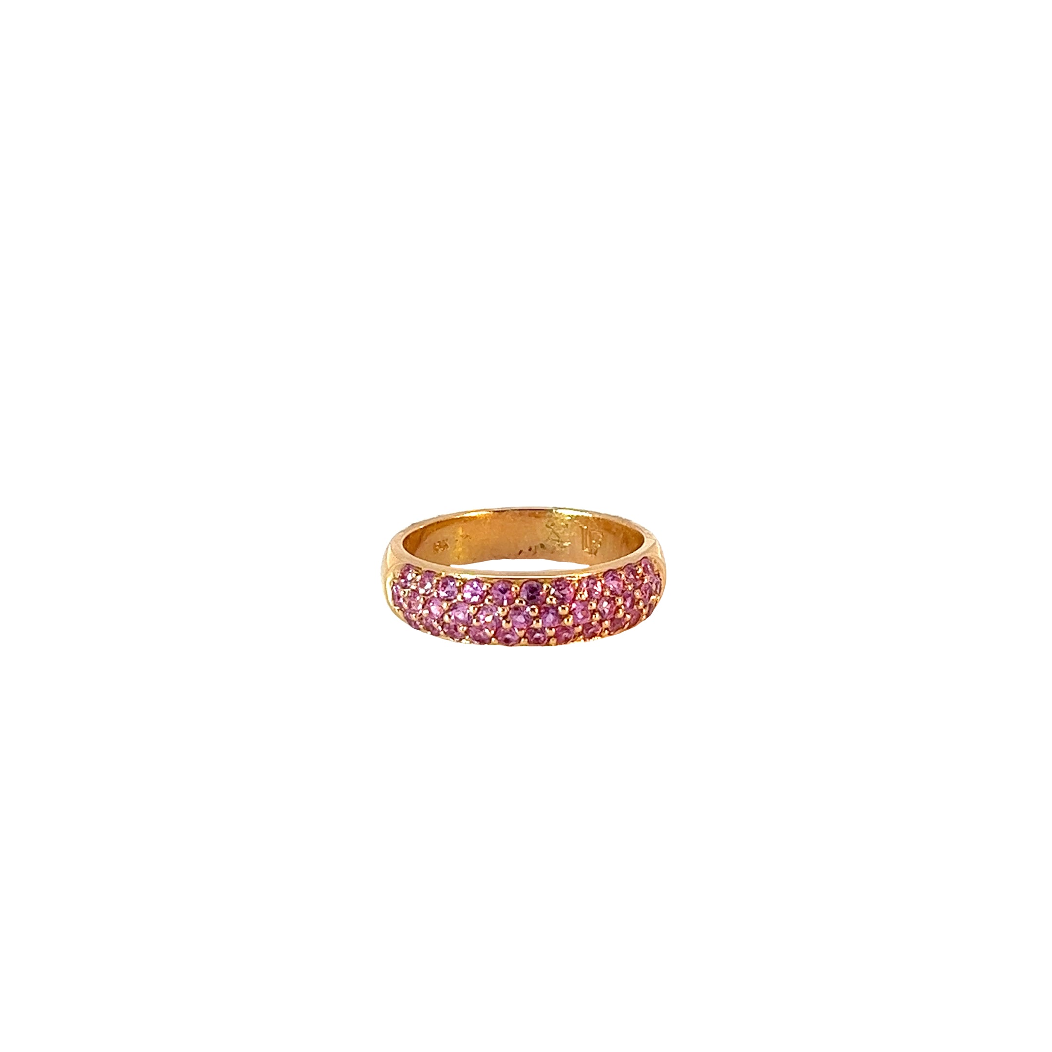 18k Rose Gold 1.00ct Round Pink Sapphire Band Size 6.5