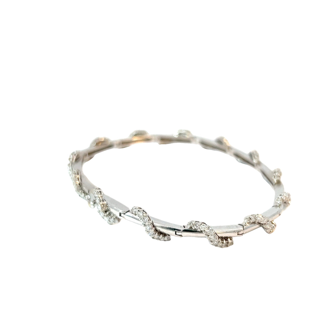 14k White Gold 2.00ct G SI1 Round Diamond Wave Diamond Bracelet 11.3 gram