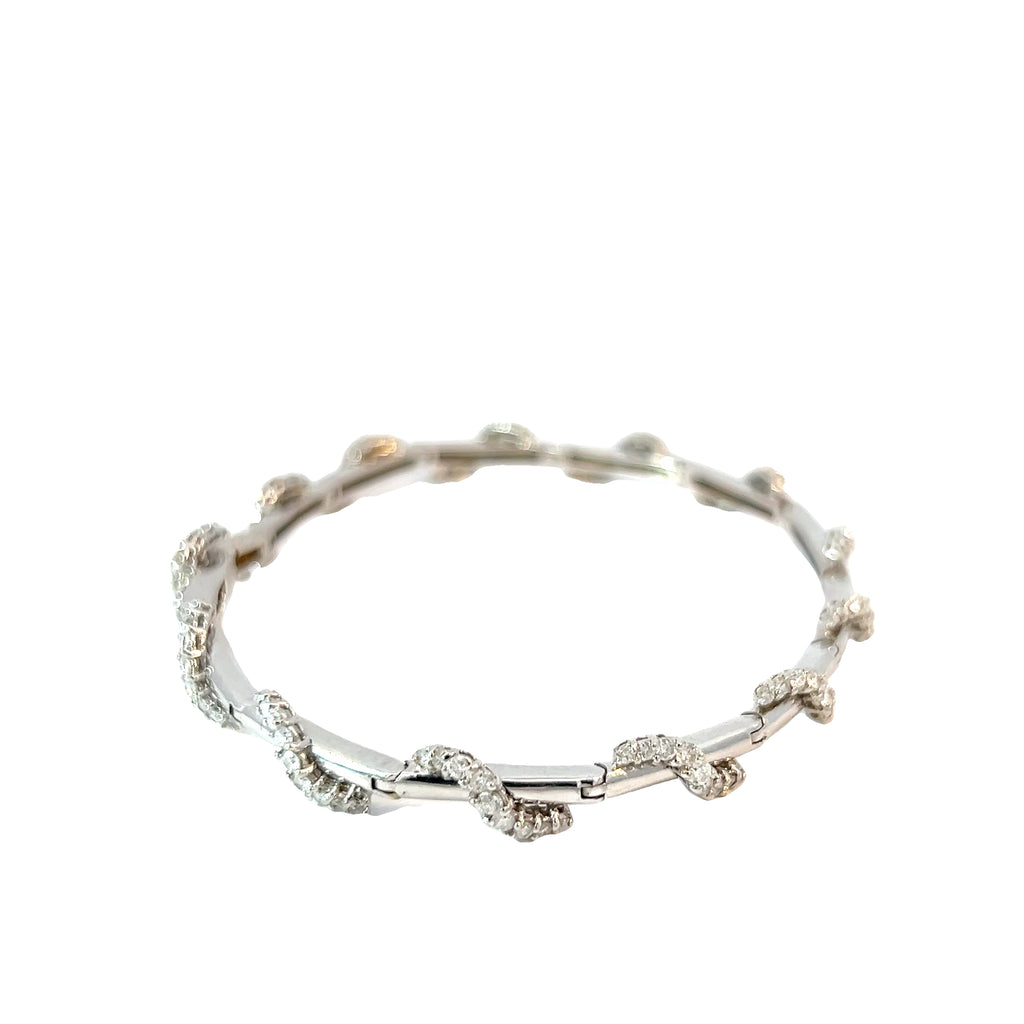 14k White Gold 2.00ct G SI1 Round Diamond Wave Diamond Bracelet 11.3 gram