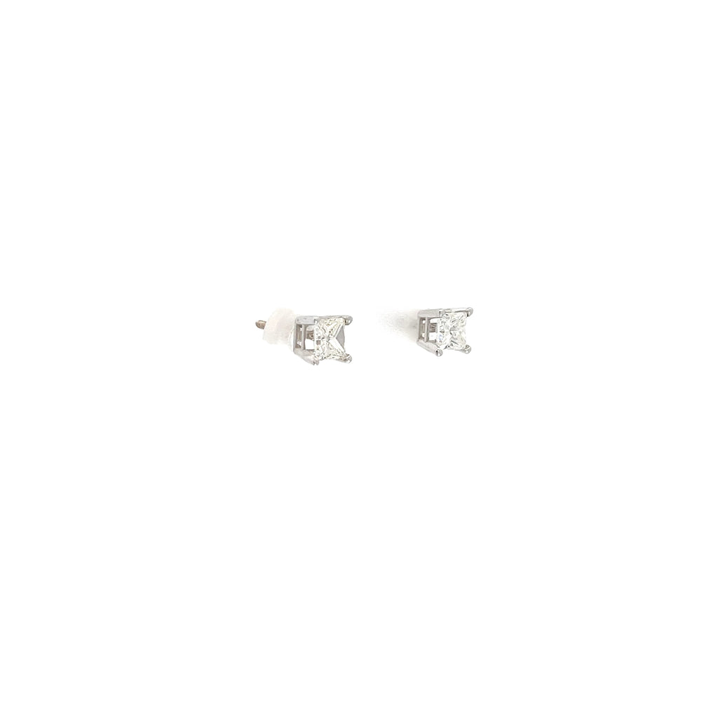 14k white gold .75ct G VS1 Princess Cut diamond studs