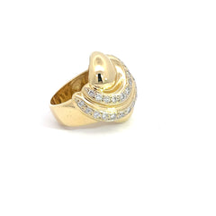 18k Yellow Gold 2.00ct F VS2b Round Diamond  Puffed Diamond Ring  20.6Grams 25mm Wide