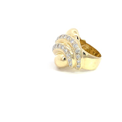 18k Yellow Gold 2.00ct F VS2b Round Diamond  Puffed Diamond Ring  20.6Grams 25mm Wide