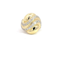 18k Yellow Gold 2.00ct F VS2b Round Diamond  Puffed Diamond Ring  20.6Grams 25mm Wide