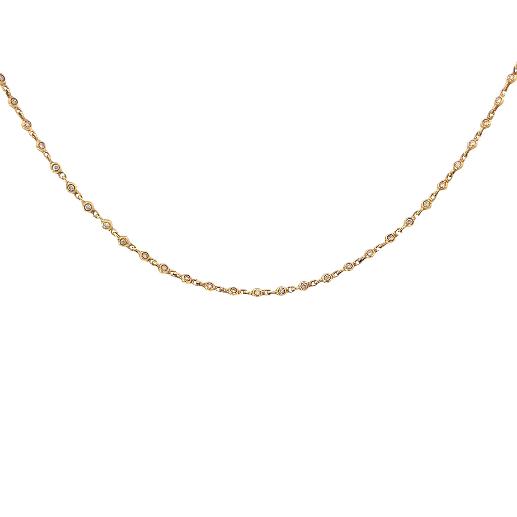14k Yellow Gold 1.03ct G VS2 Round Diamonds By the Yard Necklace