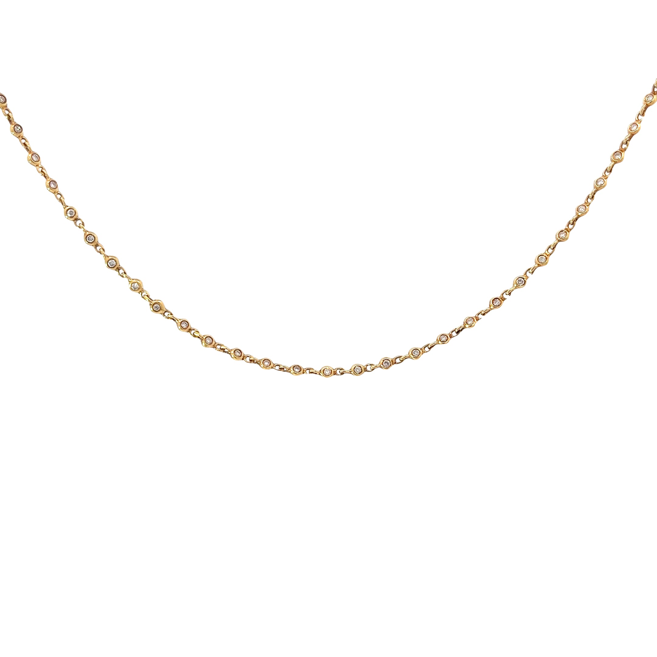 14k Yellow Gold 1.03ct G VS2 Round Diamonds By the Yard Necklace
