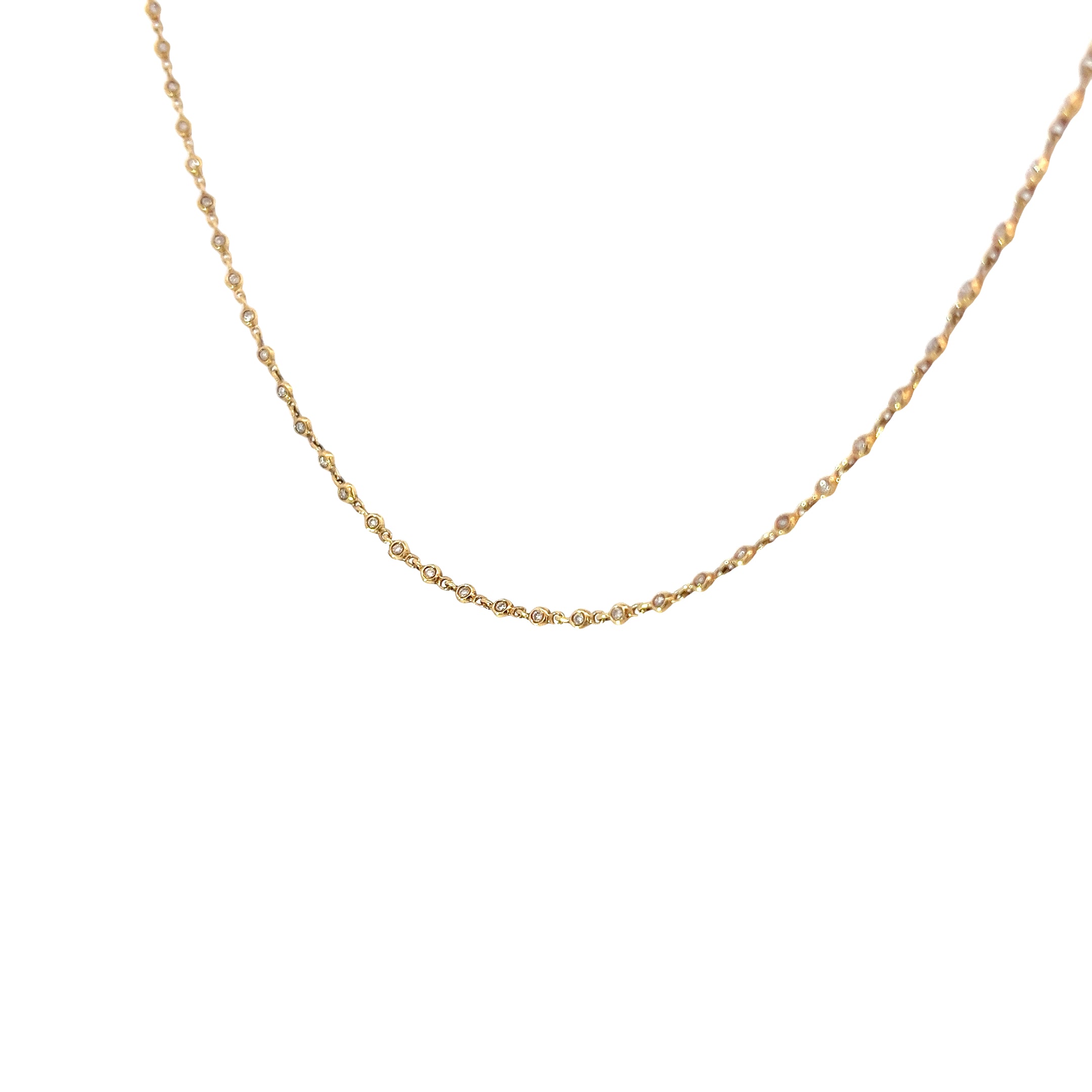 14k Yellow Gold 1.03ct G VS2 Round Diamonds By the Yard Necklace
