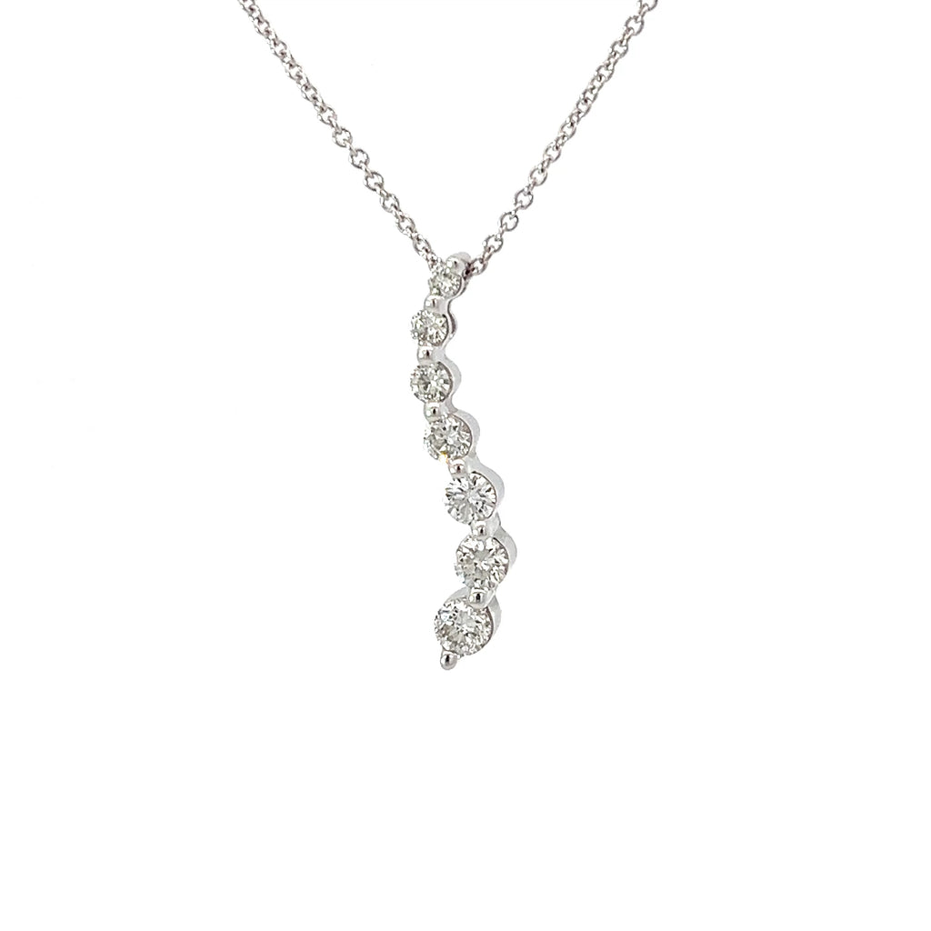 14k White Gold .50ct F VS2 Round Diamond Journey Pendant