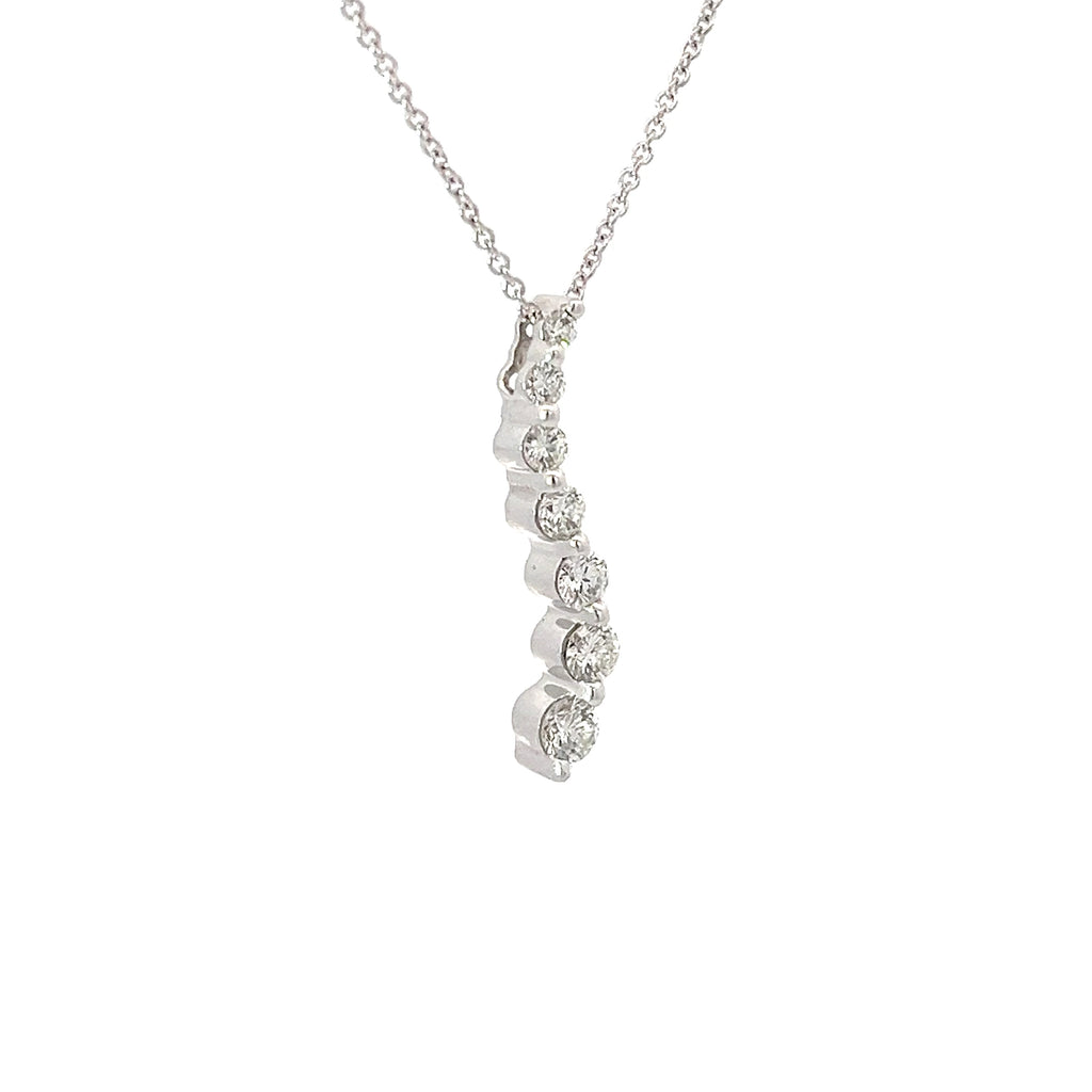 14k White Gold .50ct F VS2 Round Diamond Journey Pendant