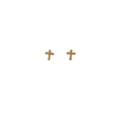 14k Yellow Gold Cross Stud Earrings