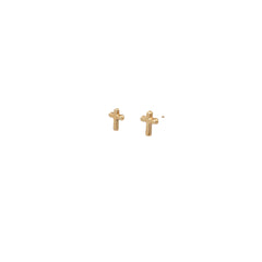 14k Yellow Gold Cross Stud Earrings