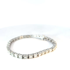 Platinum 11.38ct J VS2 East / West Emerald Cut Diamond Tennis Bracelet