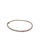 Ladies 14k White Gold Diamond and Pink Sapphire Tennis Bracelet