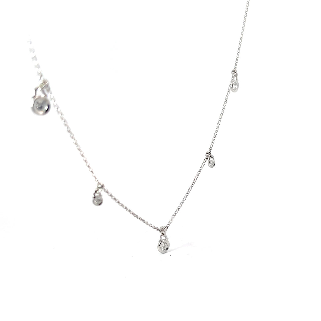 18k White Gold .50ct F VS2 Round Diamond Dangle Diamond Necklace