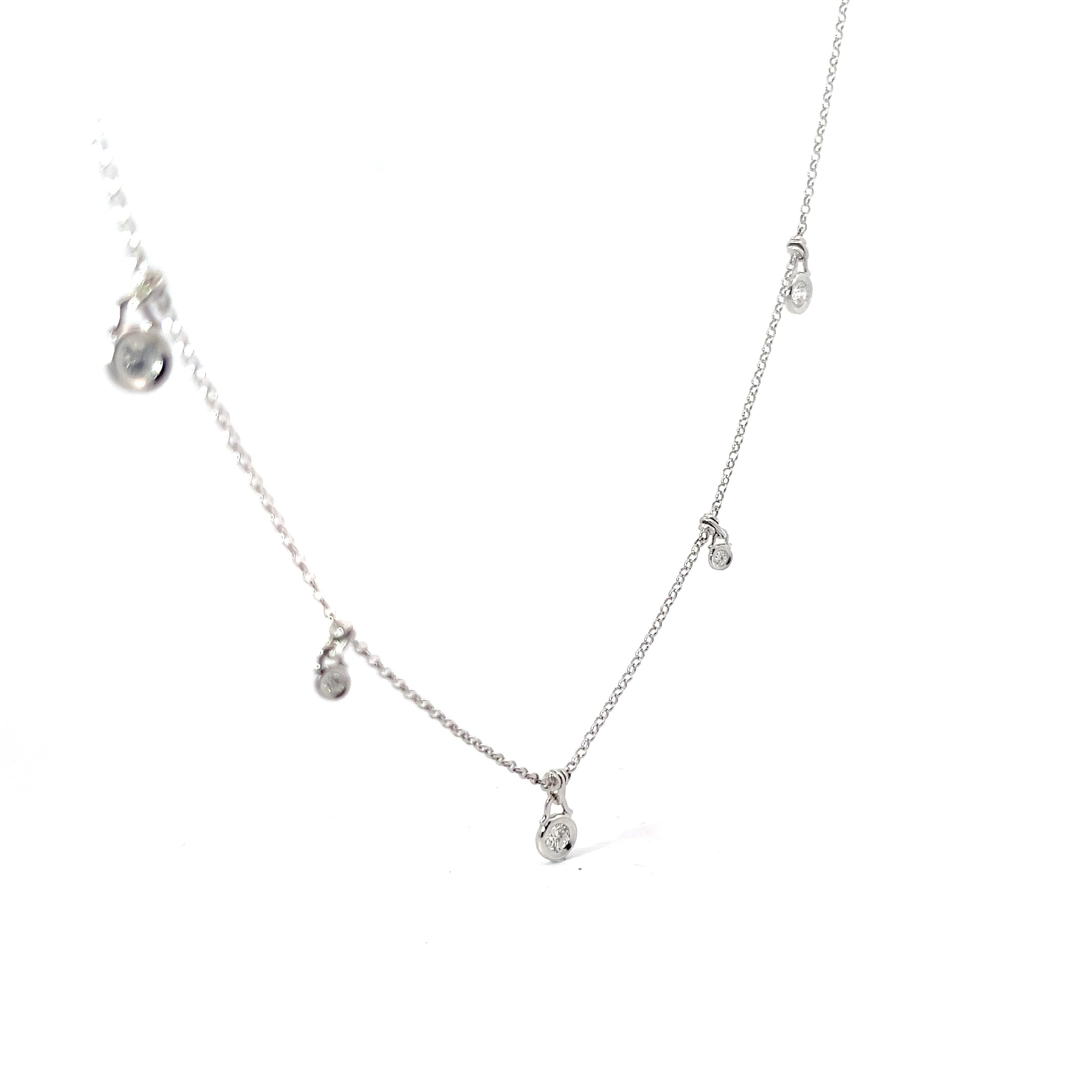 18k White Gold .50ct F VS2 Round Diamond Dangle Diamond Necklace