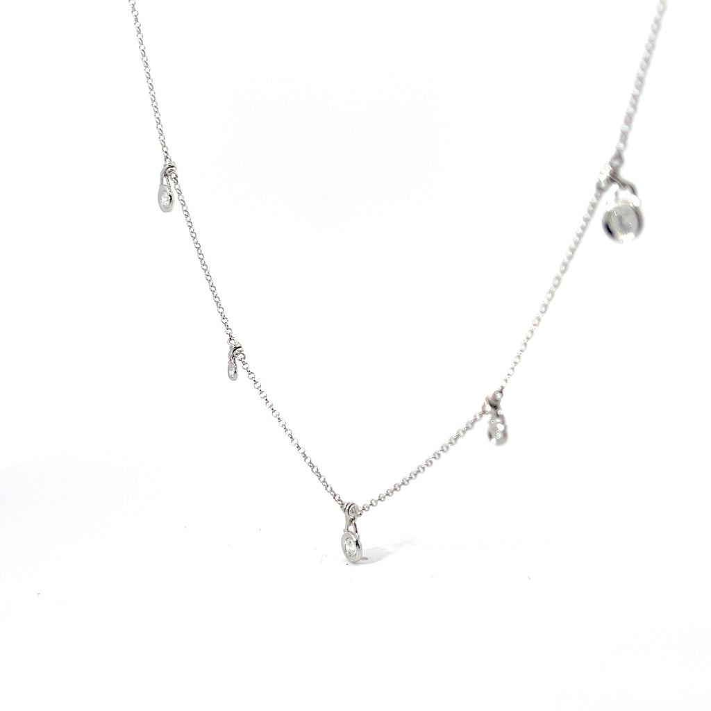 18k White Gold .50ct F VS2 Round Diamond Dangle Diamond Necklace