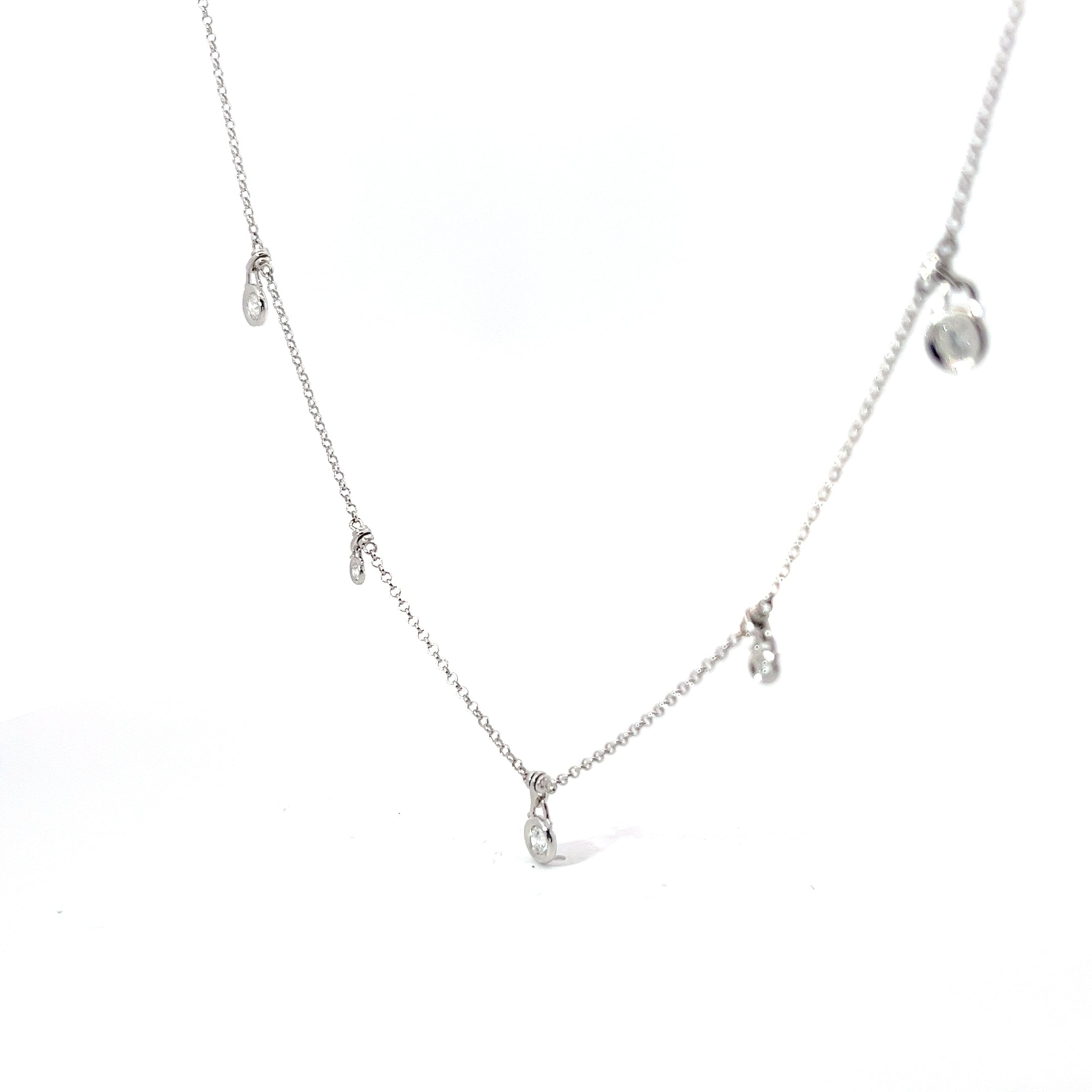 18k White Gold .50ct F VS2 Round Diamond Dangle Diamond Necklace