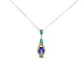 Ladies 14k white gold emerald and Tanzanite Necklace