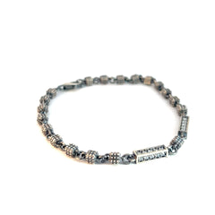 Sterling Silver 13.8 Gram Two Square's Round Cubic Zirconium Stone Men's Bracelet