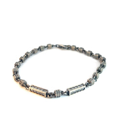 Sterling Silver 13.8 Gram Two Square's Round Cubic Zirconium Stone Men's Bracelet