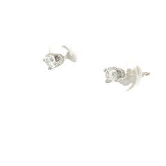 14k White Gold .30ct F I1 Round Baby Stud Earrings