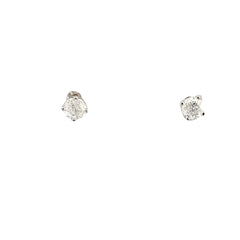 14k White Gold .30ct F I1 Round Baby Stud Earrings