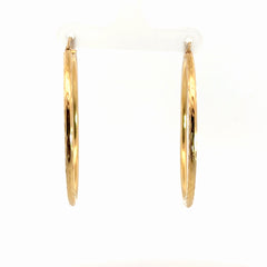 14k Yellow Gold Diamond Cut Hoop Earrings 3.4 gram 2.5mm