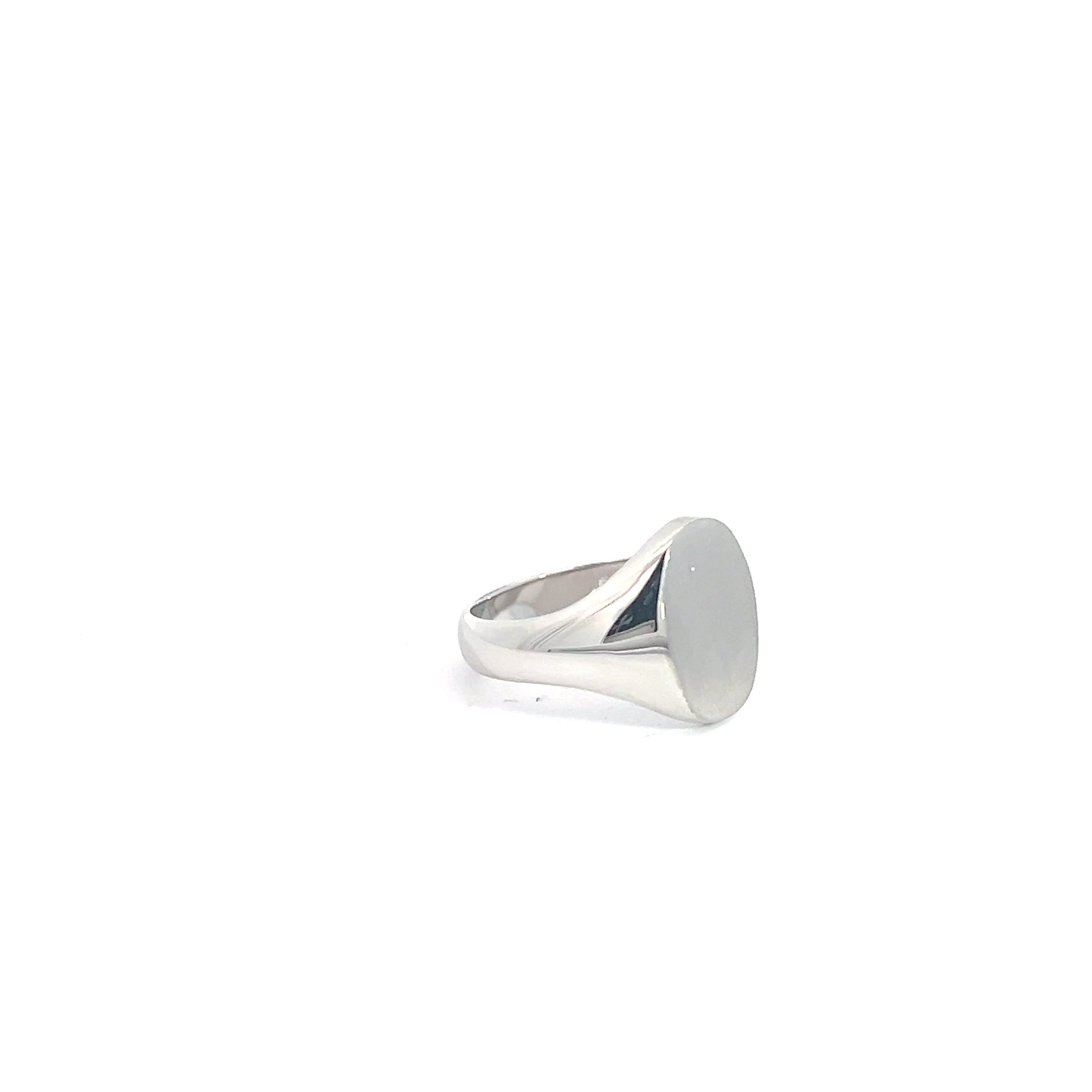 14k White Gold Oval Signet Ring