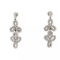 18k White Gold 2.88ct H SI1 Baguette and Round Diamond Drop Bubble Style Flexible Diamond Earrings 1 1/4" Long