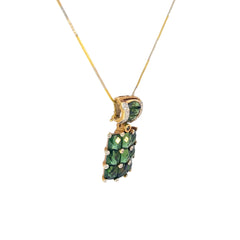 18k Two Toned 6.00ct Green Tourmaline and .30ct F VS2 Round Diamond Necklace