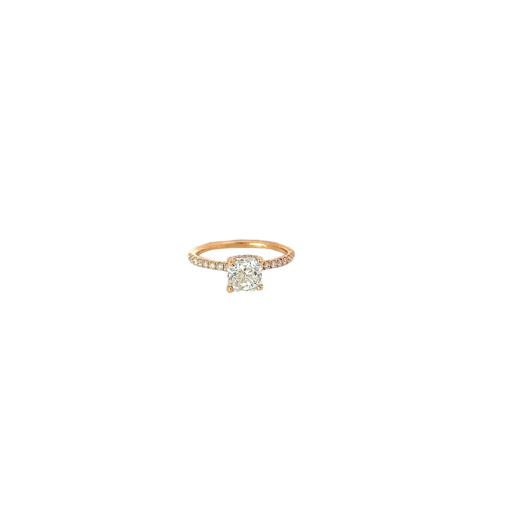 18k Rose Gold 1.04ct k VVS2 Cushion cut Diamond /.30ct G VS@ Round Diamond Engagement Ring Certified By GIA#6227033005